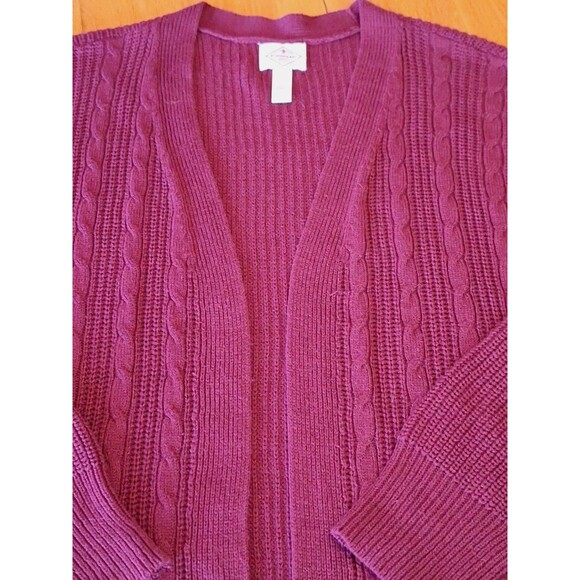 St. John’s Bay 3XL Burgundy Cable Knit Cardigan Plus Size Excellent Condition - Picture 2 of 7